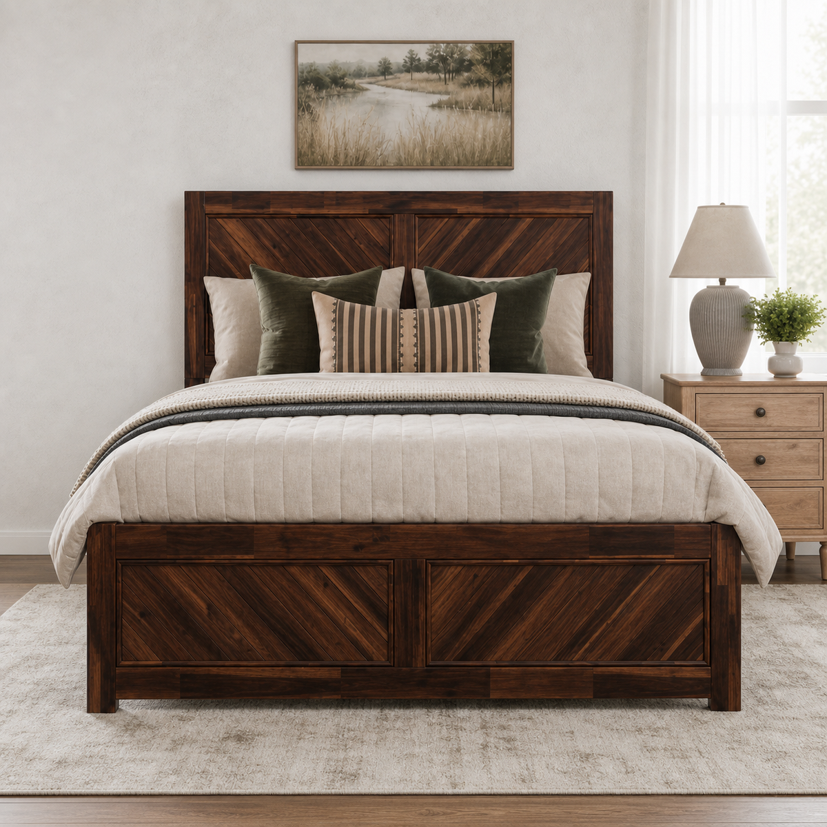Nara - Bed, complete straight-on bed view