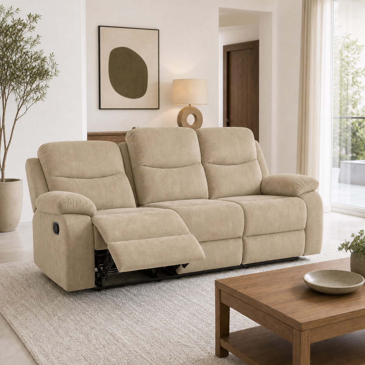 Nebula Recliner 3 seater beige 01 main