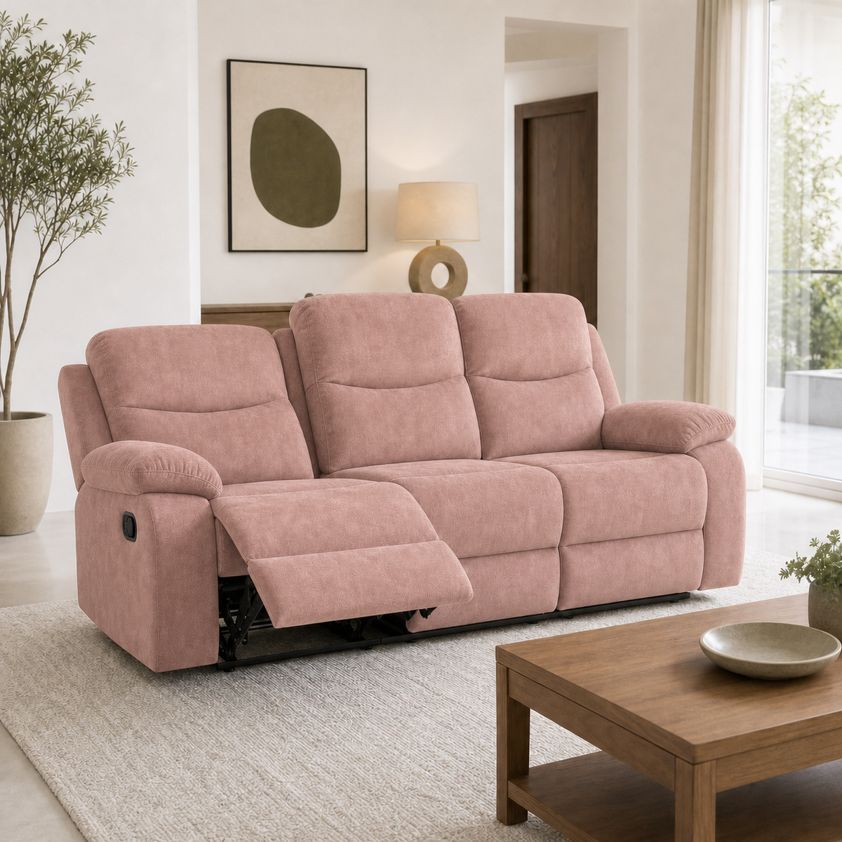Nebula Recliner 3 seater pink 01 main
