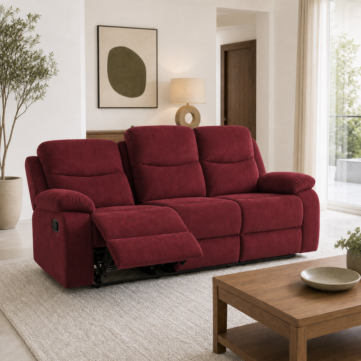 Nebula Recliner 3 seater red 01 main
