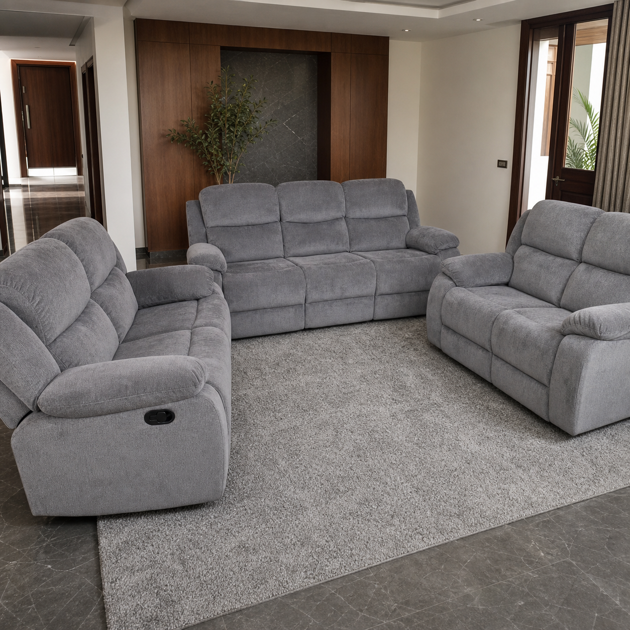 Nebula Recliner complete configuration in an editorial living room