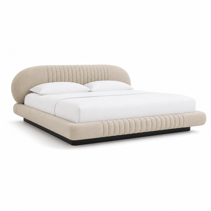 Nell - Bed Beige plain white background view