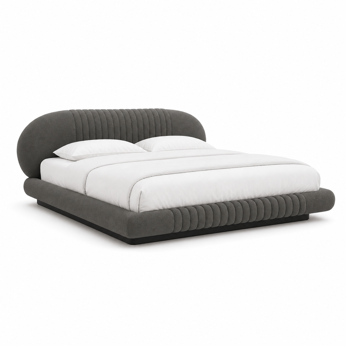 Nell - Bed Grey plain white background view