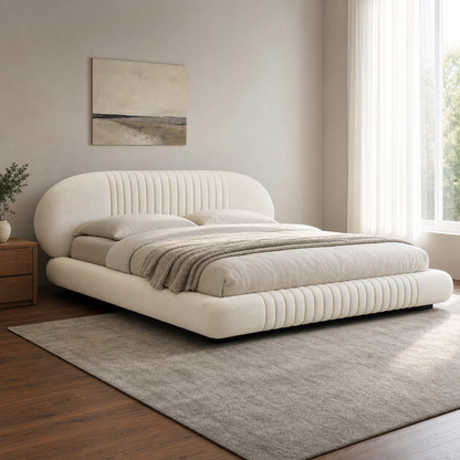 Nell - Bed, complete front three-quarter bed view in a restrained bedroom