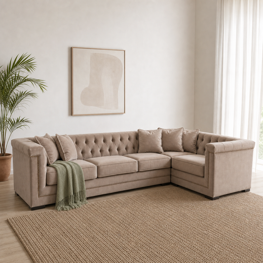 Nero - L shape sectional sofa sectional sofa styled with a sage-green throw