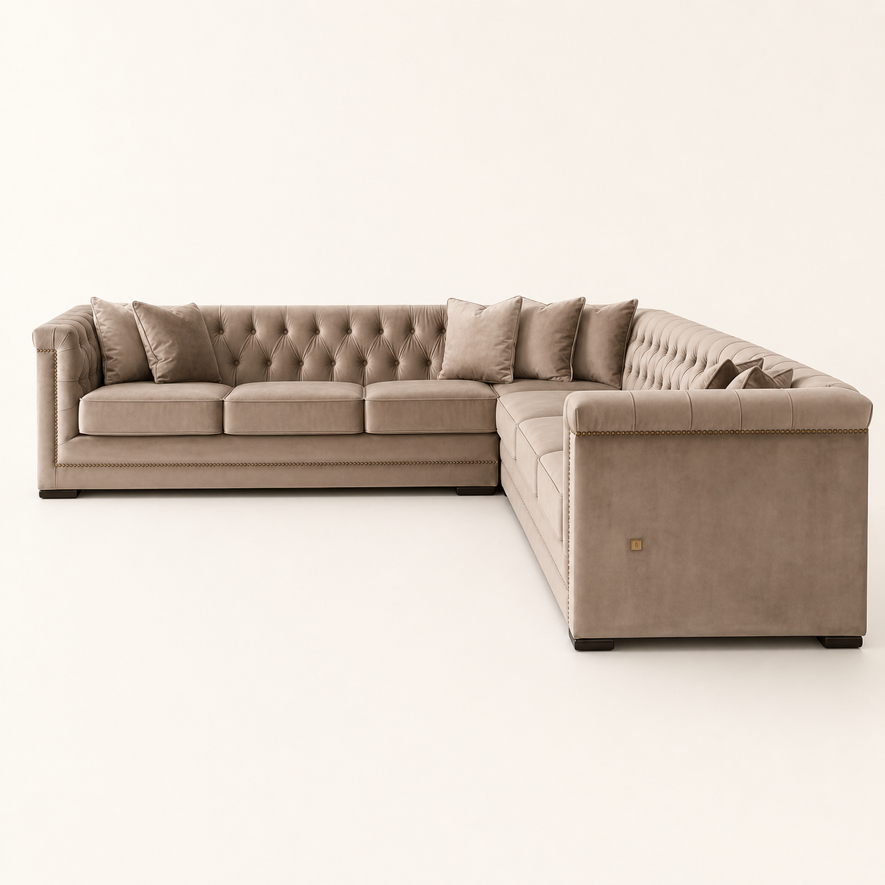 Nero - L shape sectional sofa, sectional sofa end-profile studio view