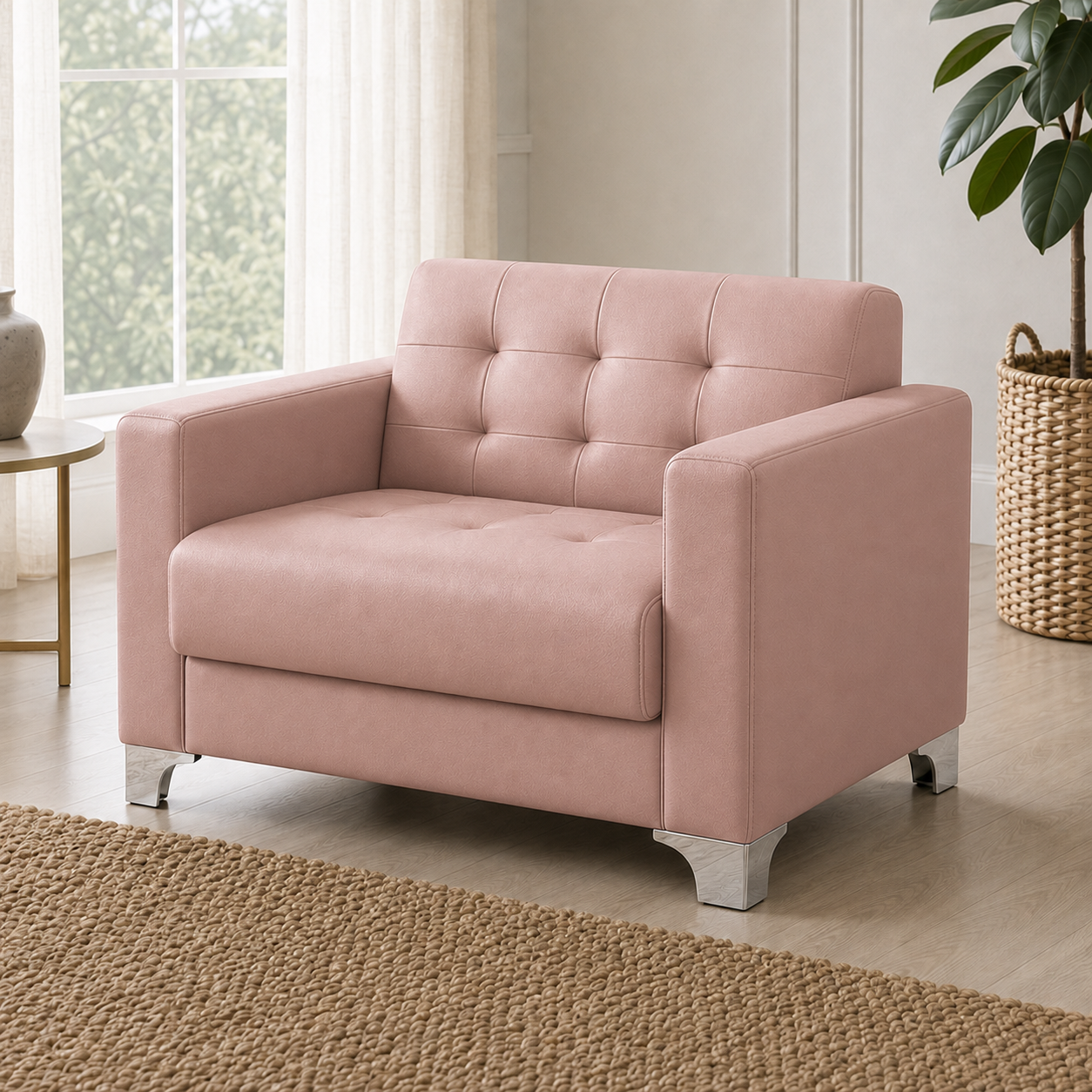 Nest 3+2+1 Sofa Set, 1 seater, pink, detail view