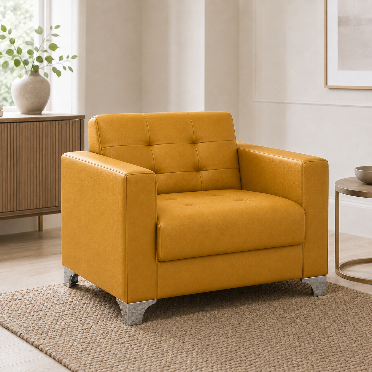 Nest 3+2+1 Sofa Set, 1 seater, yellow, room view