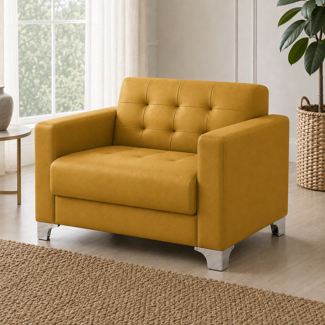 Nest 3+2+1 Sofa Set, 1 seater, yellow, detail view