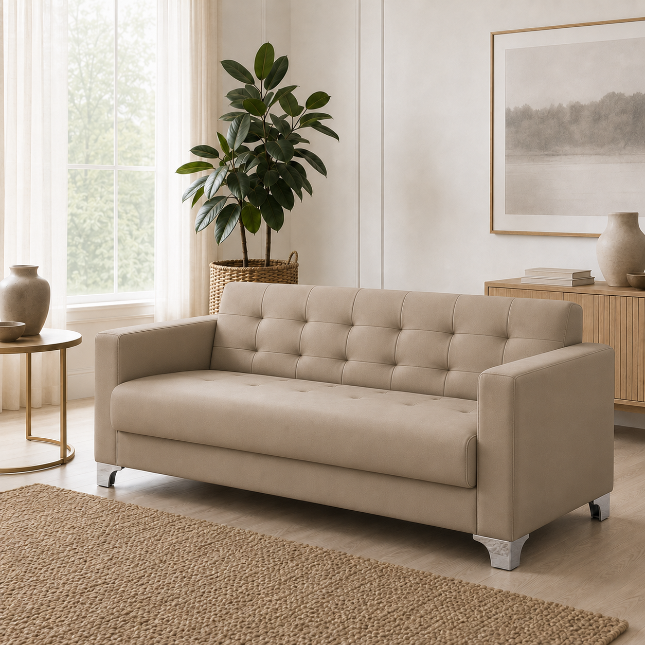 Nest 3+2+1 Sofa Set, 3 seater, beige, room view