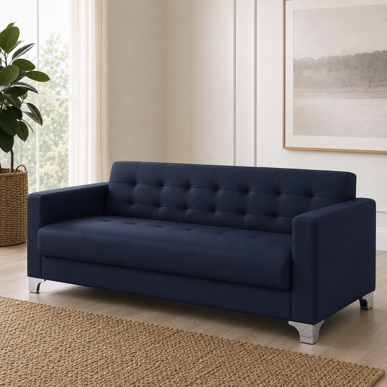 Nest 3+2+1 Sofa Set, 3 seater, blue, detail view