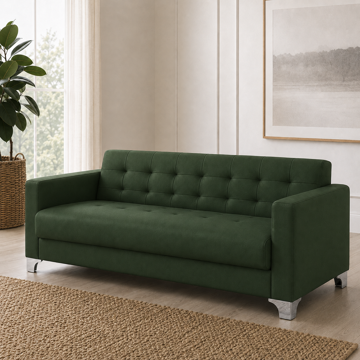 Nest 3+2+1 Sofa Set, 3 seater, green, detail view