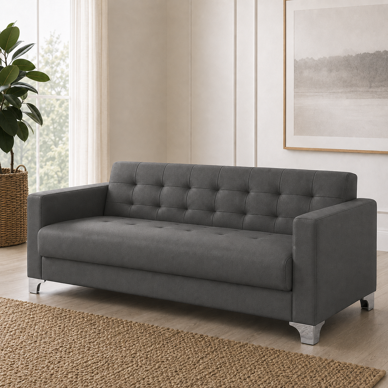 Nest 3+2+1 Sofa Set, 3 seater, grey, detail view