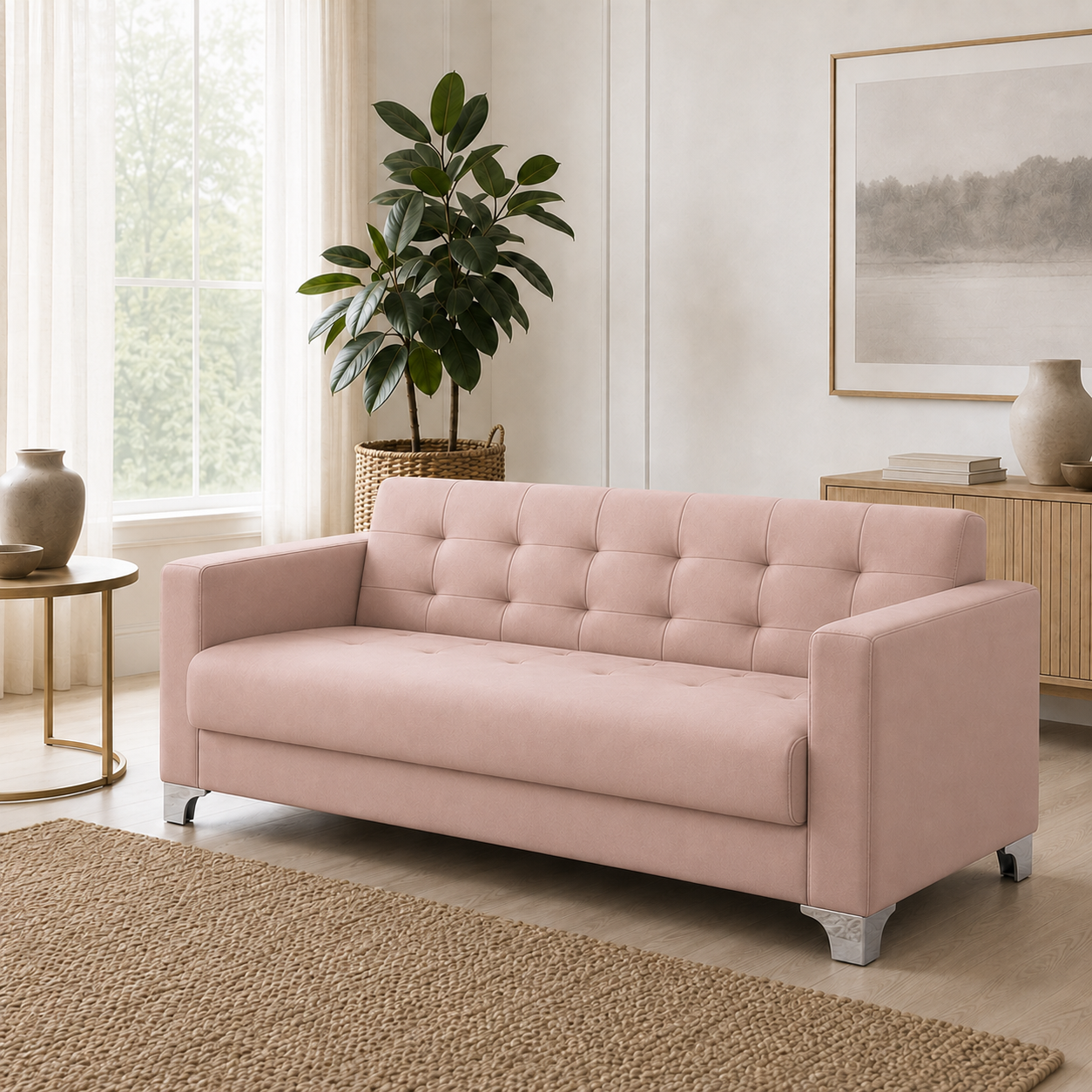 Nest 3+2+1 Sofa Set, 3 seater, pink, room view