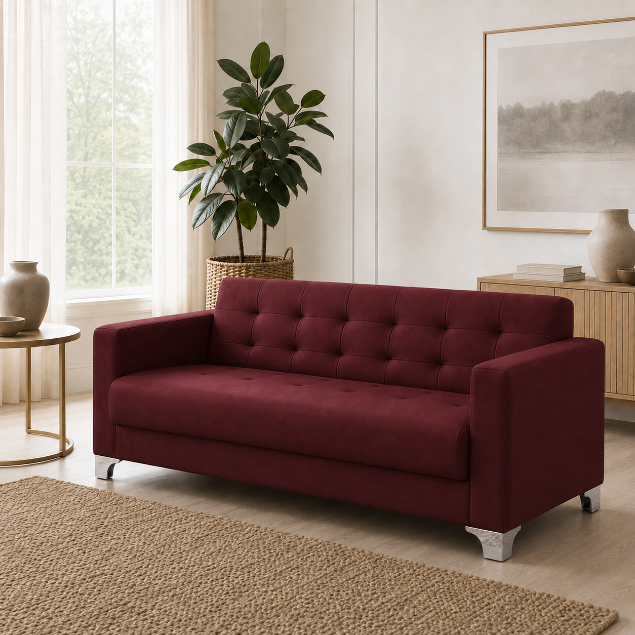 Nest 3+2+1 Sofa Set, 3 seater, red, room view