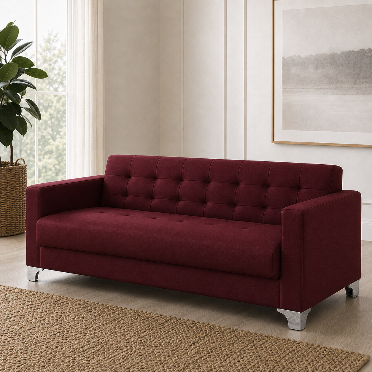Nest 3+2+1 Sofa Set, 3 seater, red, detail view