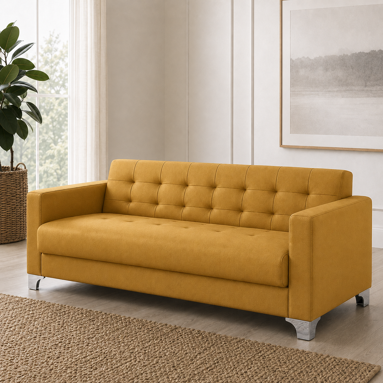 Nest 3+2+1 Sofa Set, 3 seater, yellow, detail view