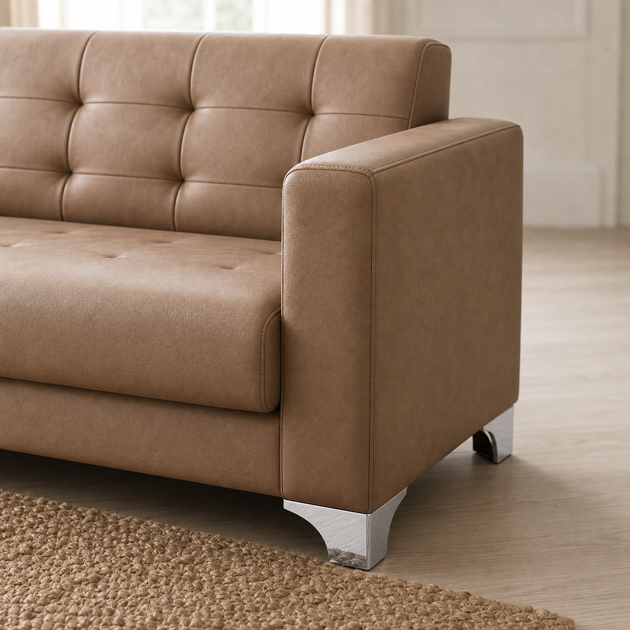 Detail view of Nest - 3+2+1 Sofa Set upholstery, seams, base, and legs