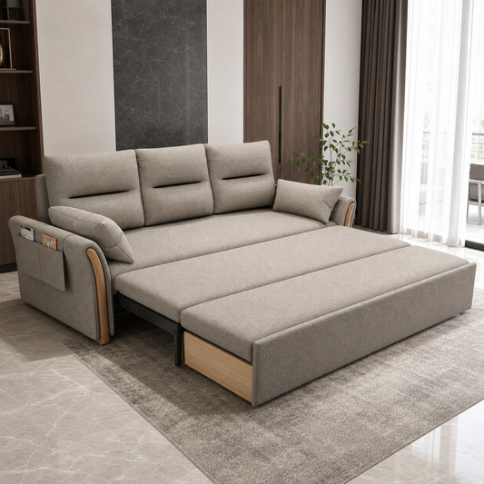 Nesto - Sofa bed, fully open sofa-bed hero in a contemporary living room