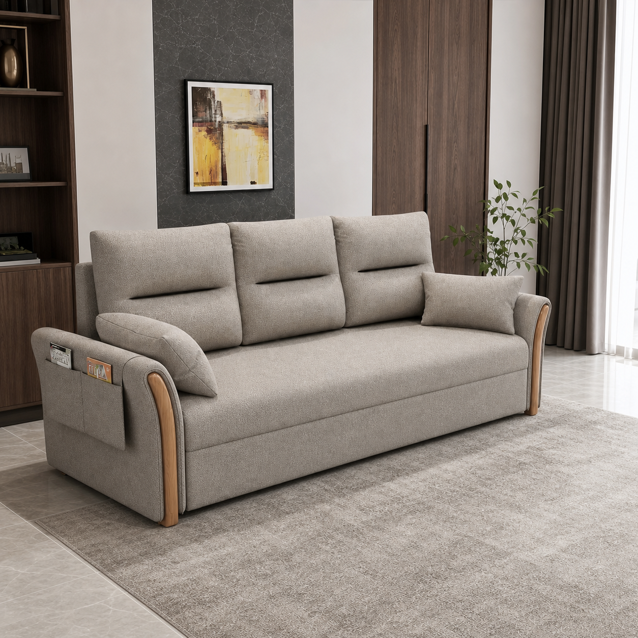 Nesto - Sofa bed, fully closed sofa view in the identical living room