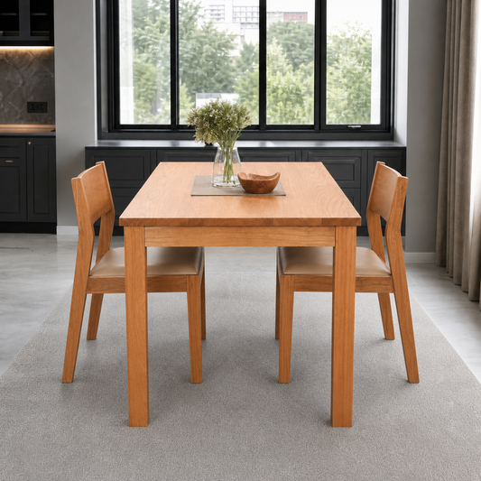 Nila - Wooden Top Dining Table, clearly different end-on dining-room view