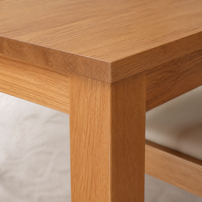 Nila - Wooden Top Dining Table, close tabletop and construction detail