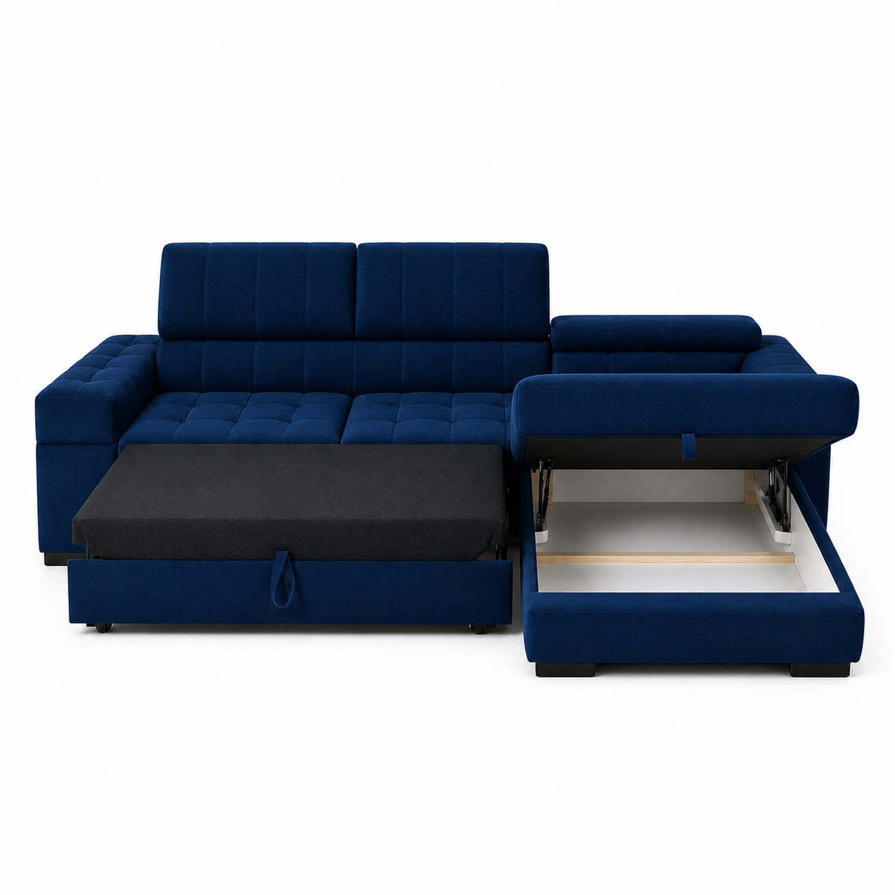 Niora - Sofa bed, fully open studio view on a pure-white background