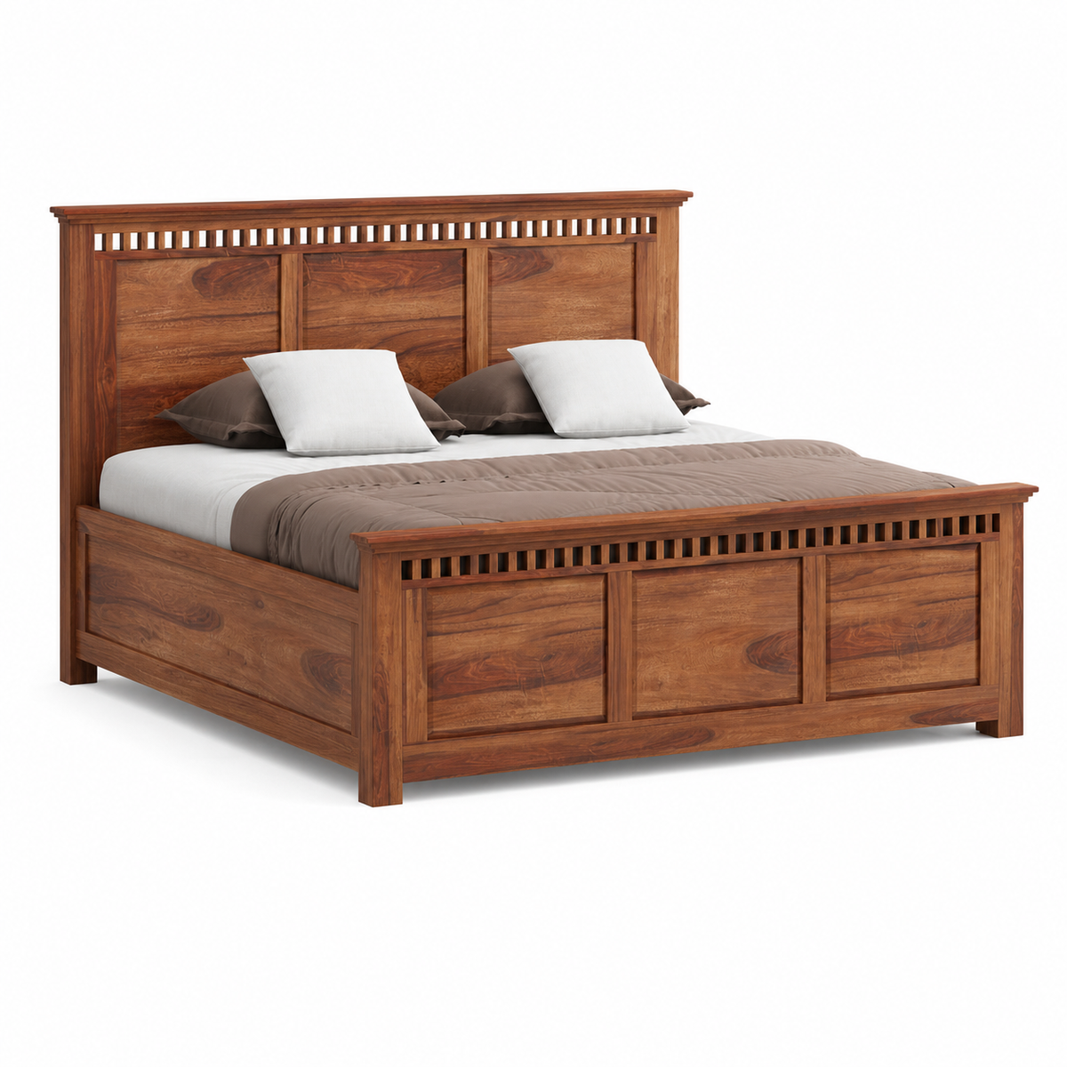 Noam - Bed, complete front three-quarter studio bed view