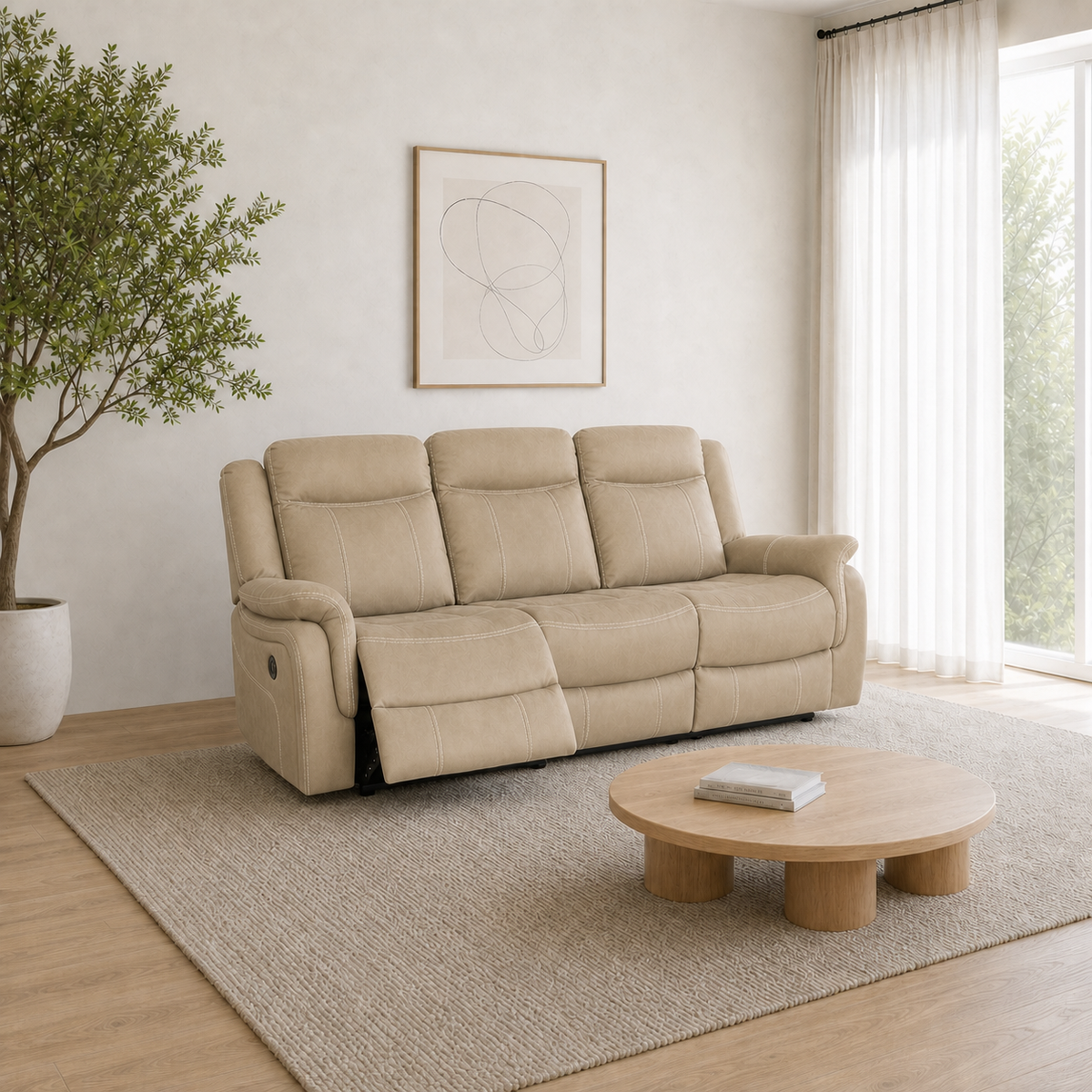 Nomad Recliner 3 seater beige 01 main
