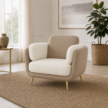Nook 3+2+1 Sofa Set, 1 seater, beige, room view