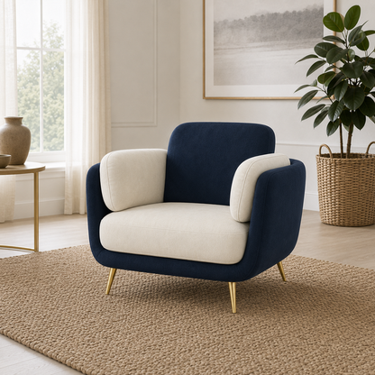 Nook 3+2+1 Sofa Set, 1 seater, blue, room view