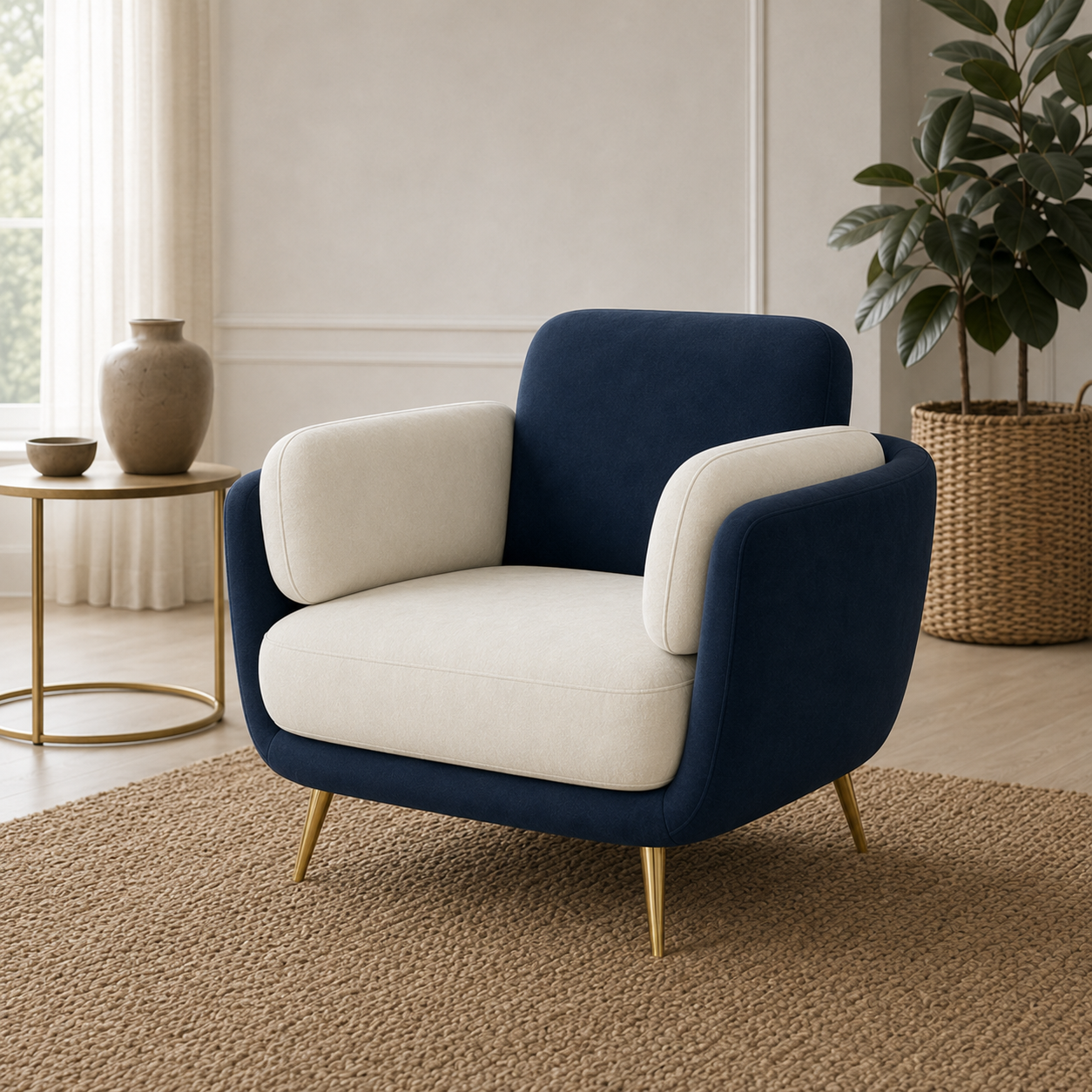 Nook 3+2+1 Sofa Set, 1 seater, blue, detail view
