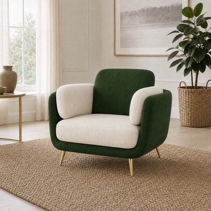 Nook 3+2+1 Sofa Set, 1 seater, green, room view