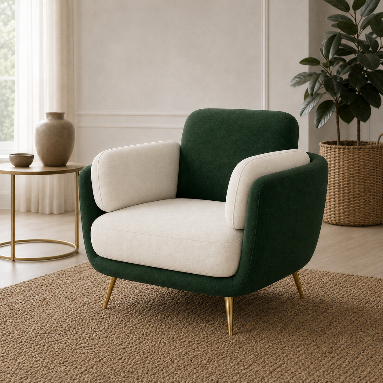 Nook 3+2+1 Sofa Set, 1 seater, green, detail view