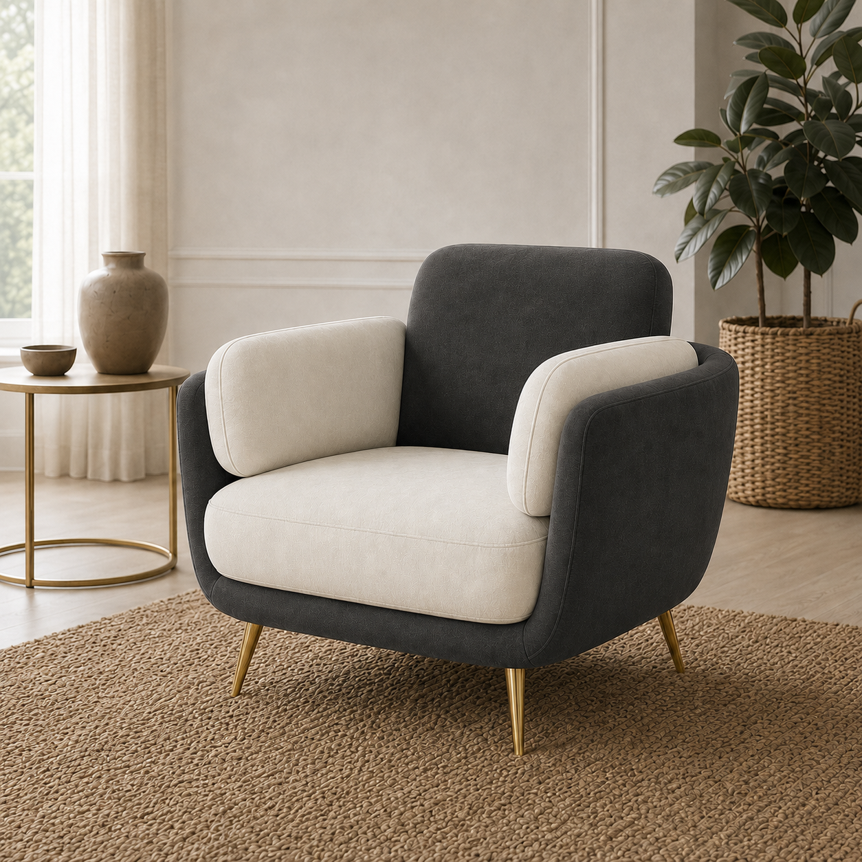 Nook 3+2+1 Sofa Set, 1 seater, grey, detail view