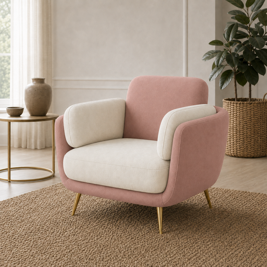 Nook 3+2+1 Sofa Set, 1 seater, pink, detail view