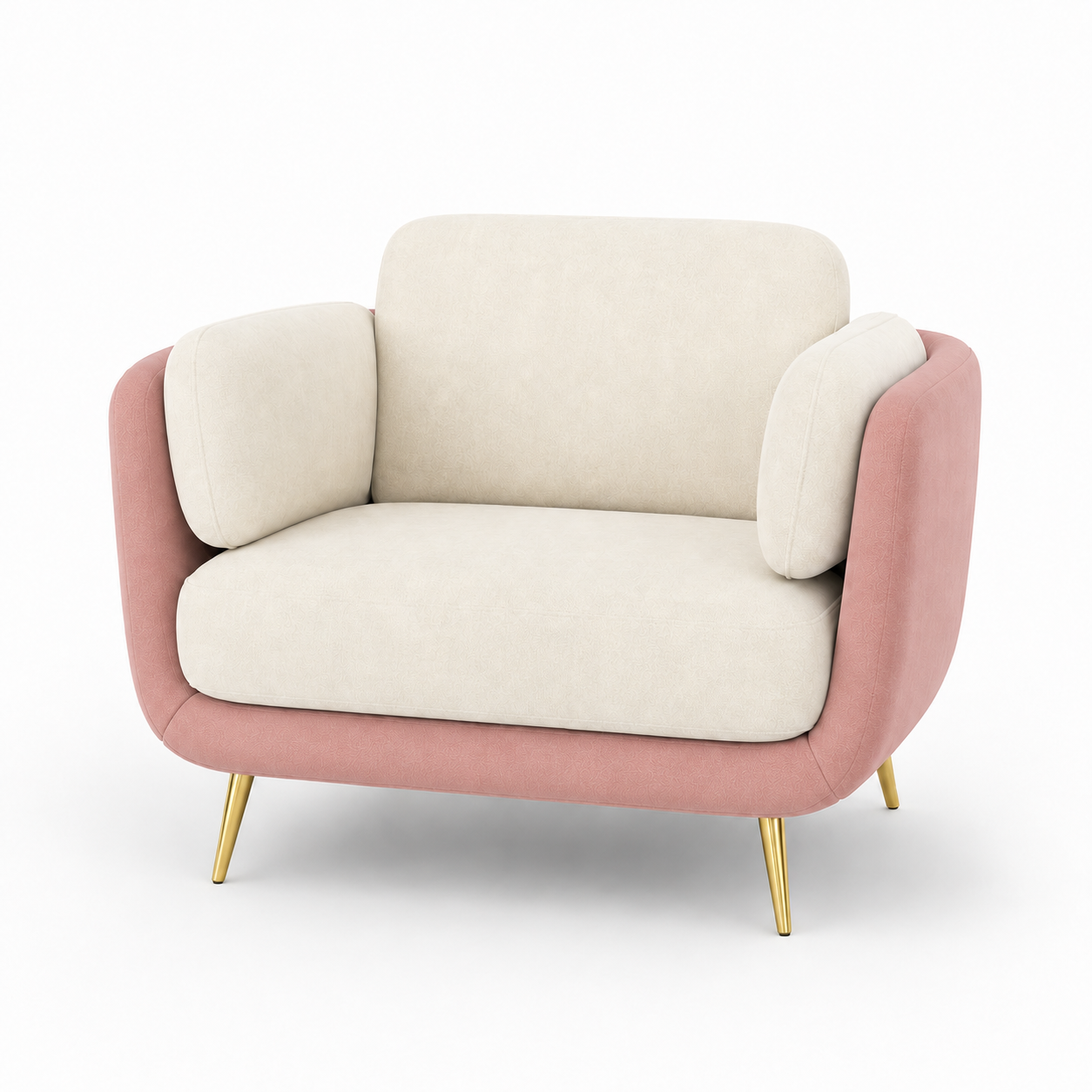 Nook 3+2+1 Sofa Set, 1 seater, pink, studio view