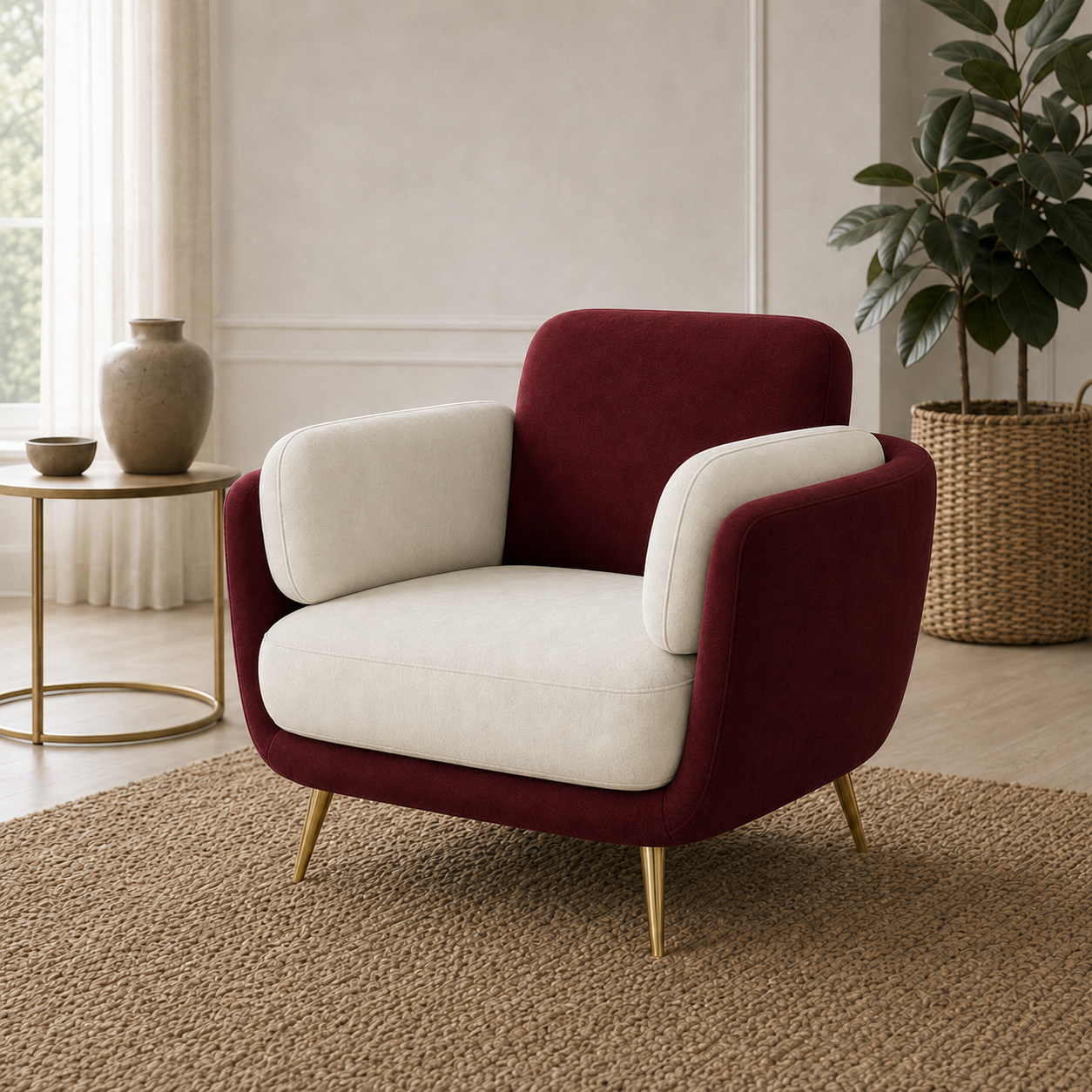 Nook 3+2+1 Sofa Set, 1 seater, red, detail view