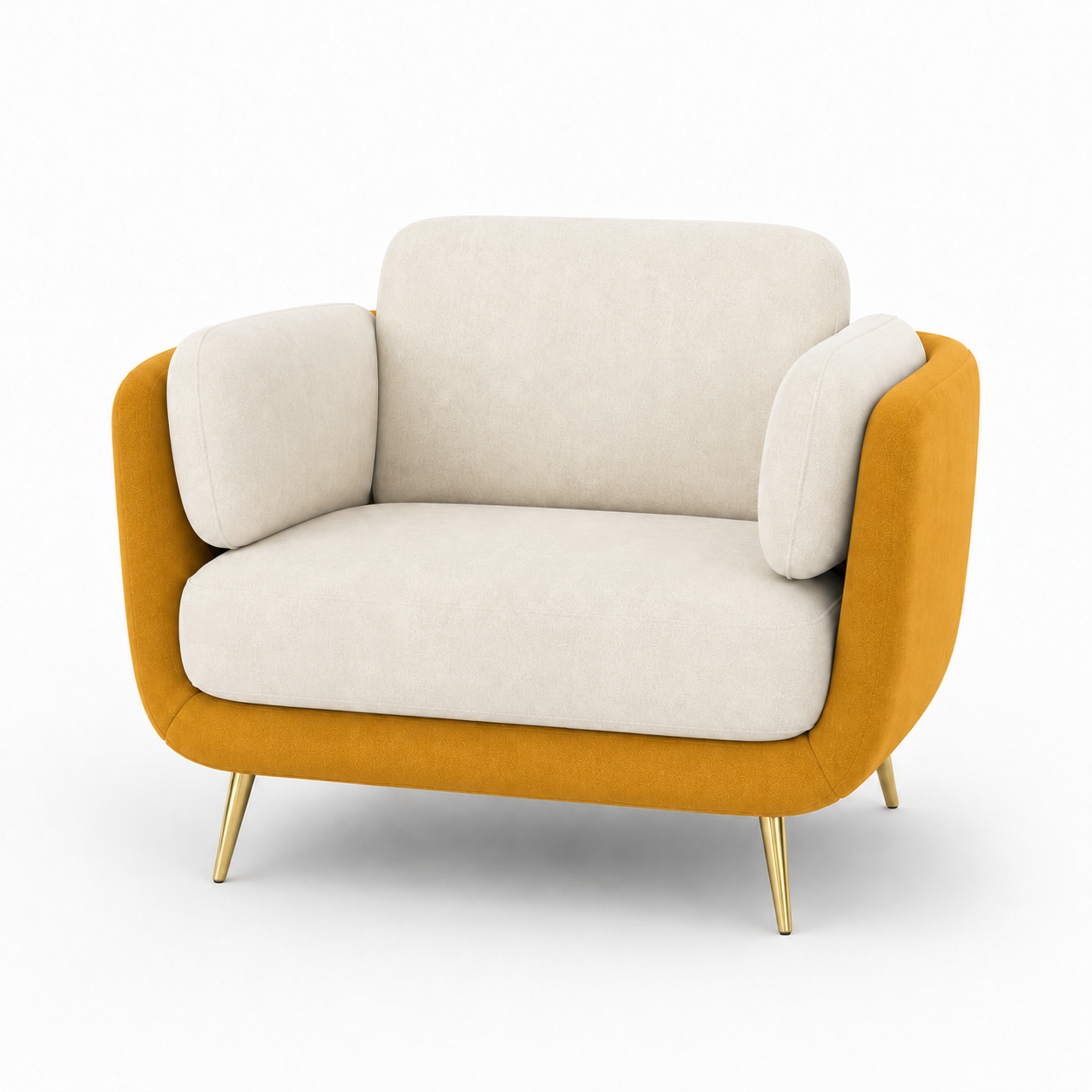 Nook 3+2+1 Sofa Set, 1 seater, yellow, studio view