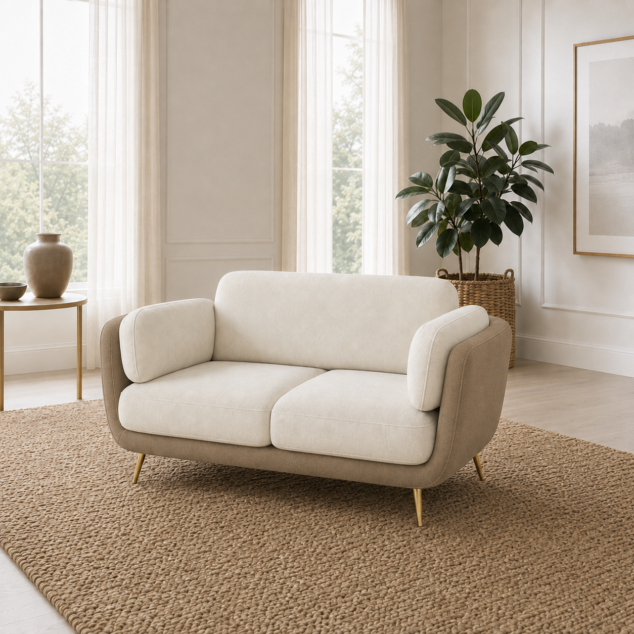 Nook 3+2+1 Sofa Set, 2 seater, beige, room view