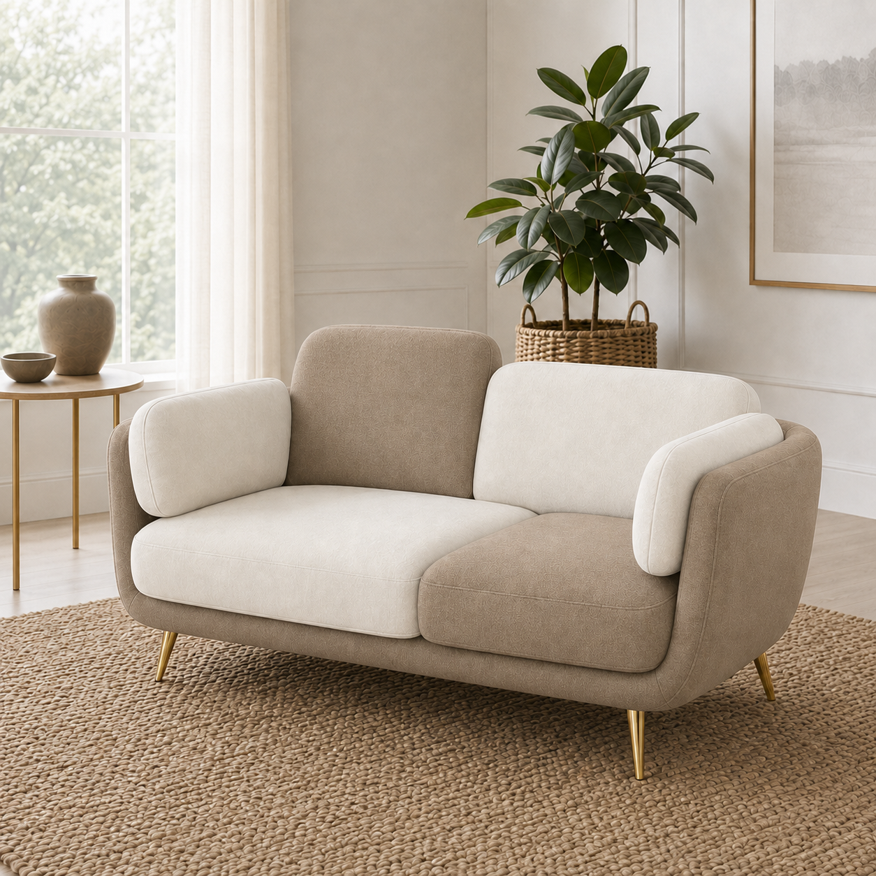Nook 3+2+1 Sofa Set, 2 seater, beige, detail view