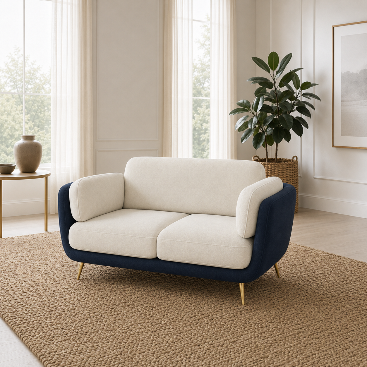 Nook 3+2+1 Sofa Set, 2 seater, blue, room view