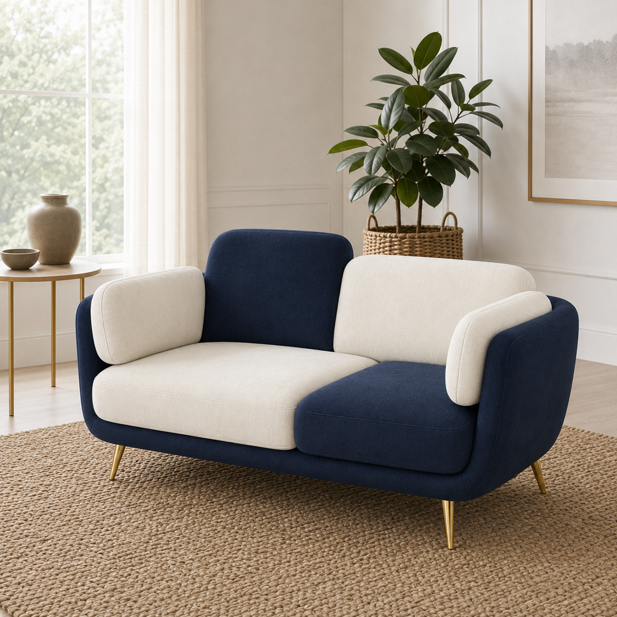 Nook 3+2+1 Sofa Set, 2 seater, blue, detail view