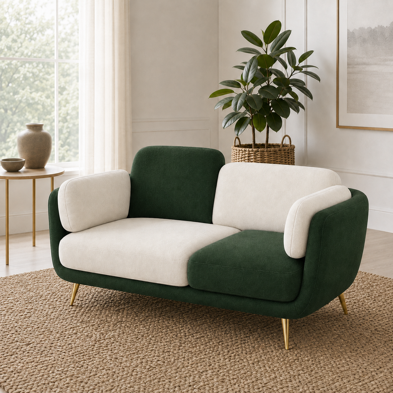 Nook 3+2+1 Sofa Set, 2 seater, green, detail view