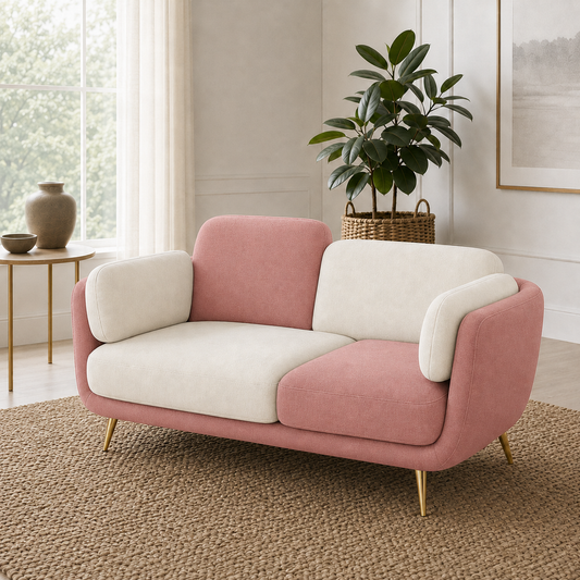 Nook 3+2+1 Sofa Set, 2 seater, pink, detail view