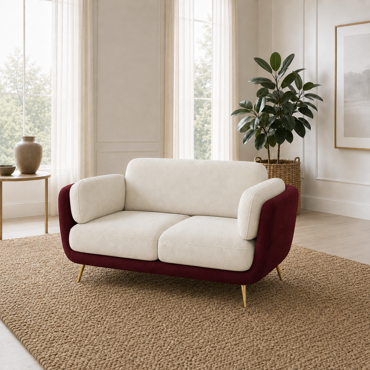 Nook 3+2+1 Sofa Set, 2 seater, red, room view