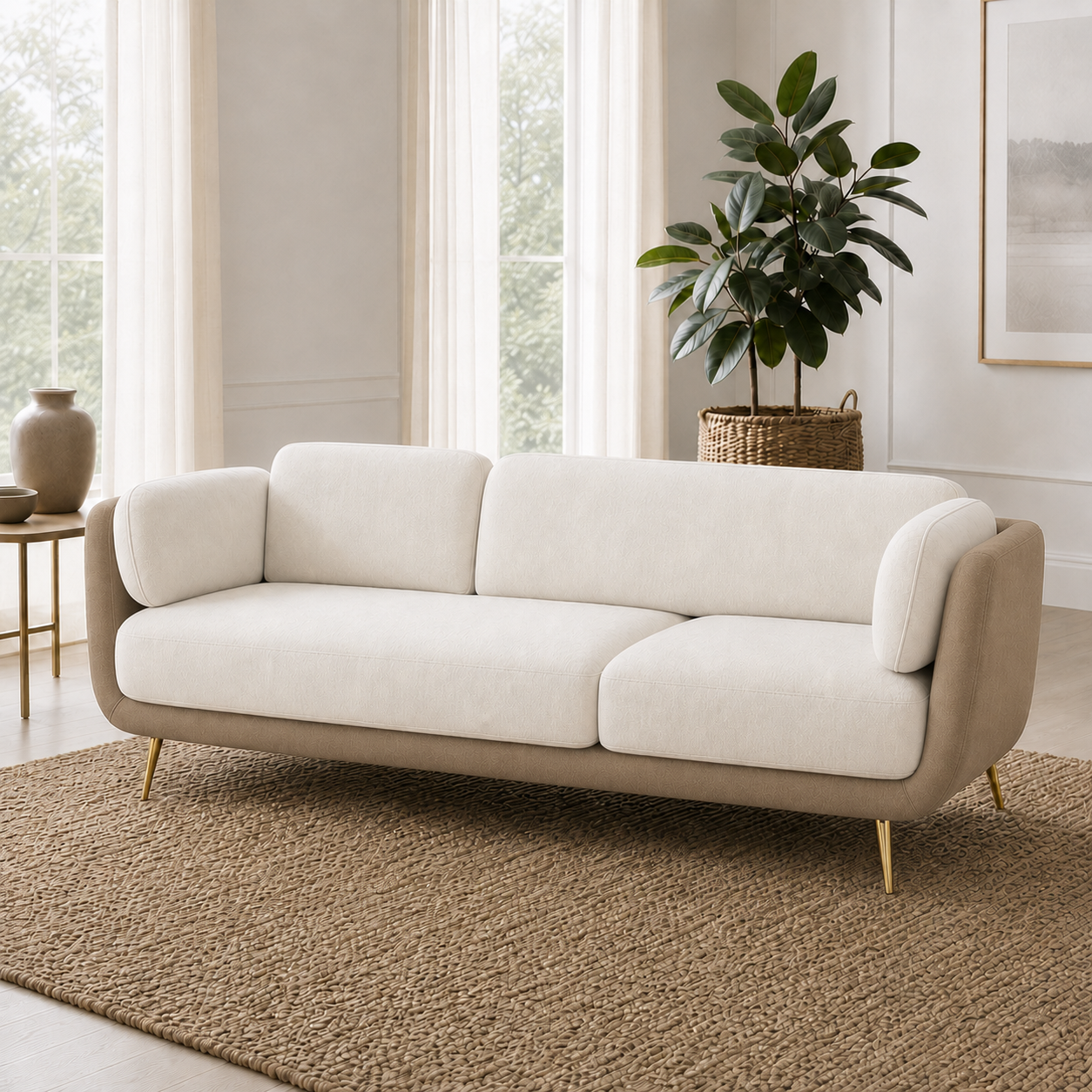 Nook 3+2+1 Sofa Set, 3 seater, beige, room view