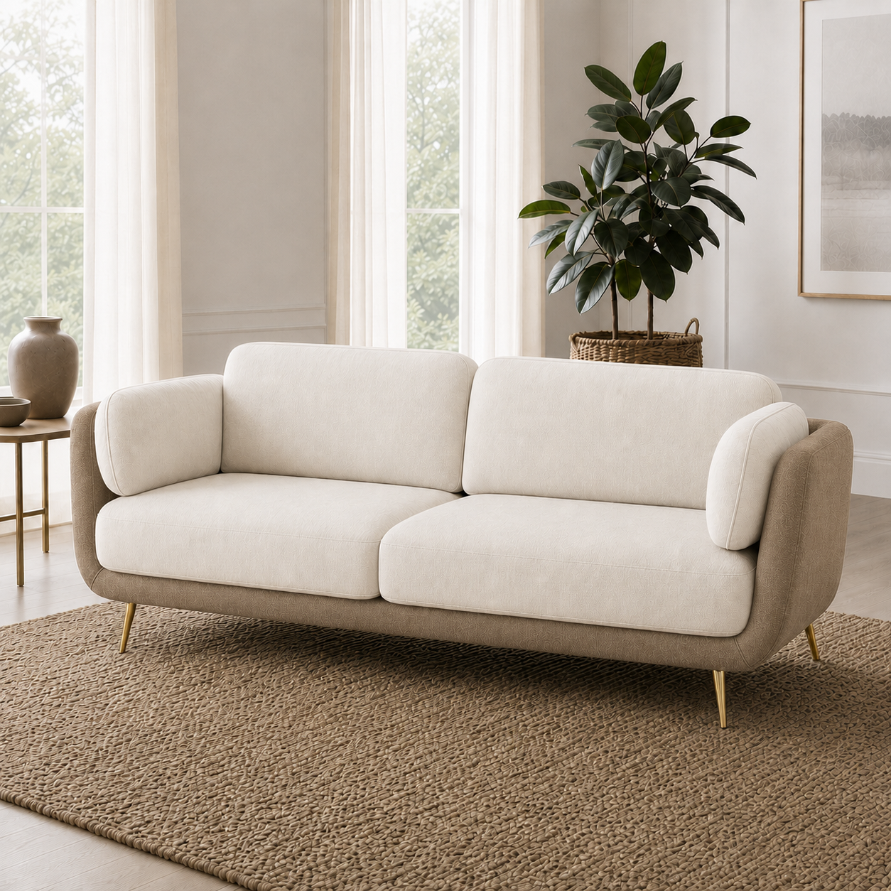 Nook 3+2+1 Sofa Set, 3 seater, beige, detail view