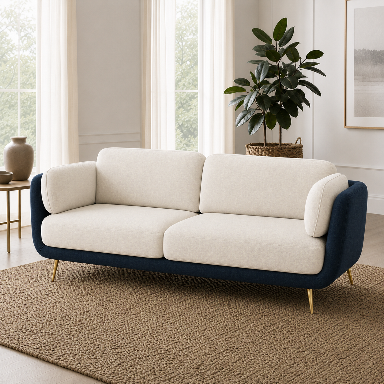 Nook 3+2+1 Sofa Set, 3 seater, blue, detail view
