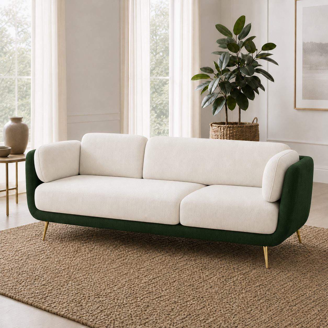 Nook 3+2+1 Sofa Set, 3 seater, green, room view